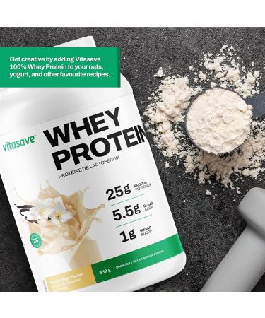 Whey Protein Powder by Vitasave 100% Whey Protein Powder 25g Protein Per Serving Grass-Fed Gluten-Free BCAAs Amino Acids - 26 servings 858g Tub (Vanilla Pack of 2) Vanilla Pack of 2 - Buy Online on GoSupps.com