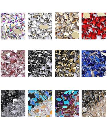 100PCS Mixed AB Crystal Nail Rhinestones - Round Multi Sizes Shapes Glass Gems for Nail Art, DIY Crafts, Jewelry - Translucent Aurora - Buy Online on GoSupps.com