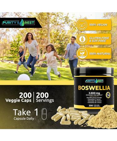 Purity s Best BOSWELLIA SERRATA 4X + 10x + 20x Extract 3 500 mg Eq. Per Serving Boosts Immune Support Joint Muscle Mobility and Muscle Relief Max Strength 200 Veggie Caps 100% Vegan - Buy Online on GoSupps.com