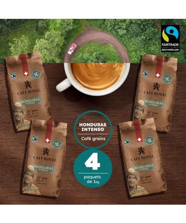 4 x 1 KG - Caf Royal Honduras Intenso - Roasted Coffee Beans - Intensity 4/5 - 100% Sustainable Arabica Beans from Honduras - - Buy Online on GoSupps.com
