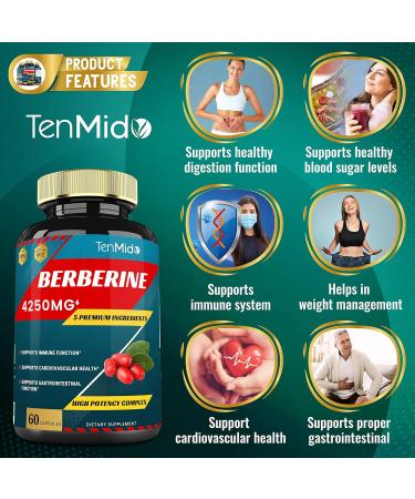 Berberine Extract Capsules 4250mg - 2 Months Supply with Ceylon Milk Thistle, Turmeric & Black Pepper | Immune Support & Weight Management Supplements - Buy Online on GoSupps.com