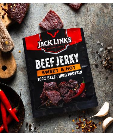 Jack Link's Beef Jerky Sweet & Hot - 12 Pack (12 x 25g) | High Protein Dried Meat Snack - International Shipping Available - Buy Online on GoSupps.com