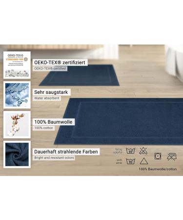 Custom Bath Templates 50x70 cm Soft Strong Suction Swimmats & Hotel Quality Dark Blue Bathrobes Washable & Underfloor Heating Compatible - Buy Online on GoSupps.com