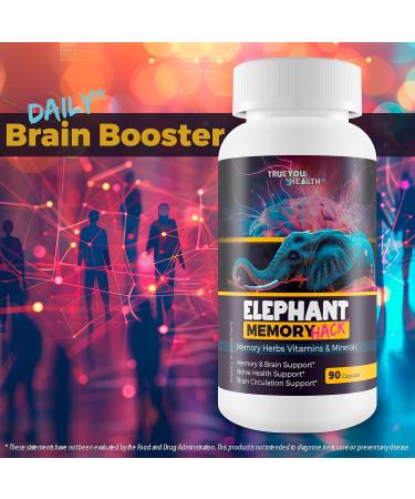 Elephant Memory Hack - Our Best Brain Supplement for Mental Alertness Memory Focus & Concentration - Daily Brain Booster Supplement - Focus Iq Memo Boost Mental Clarity and Focus Supplements - Buy Online on GoSupps.com