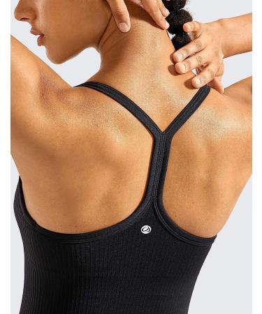 CRZ YOGA Seamless Racerback Tank Top with Built-in Bra for Women | Medium Black - Buy Online on GoSupps.com