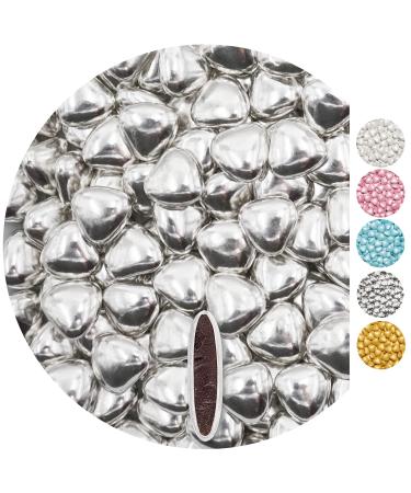 One of 0.5kg chocolate cups Dragees medium silver shine heart chocolate dragees guest gifts wedding baptism chocoline wedding almonds Candy bar sweets nikah Sekeri mini heartdragees chocolate lentils
