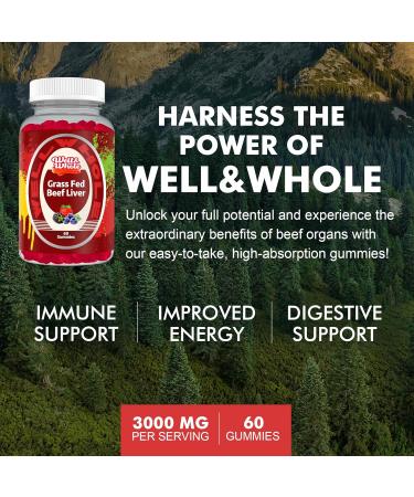 Well&Whole Grass Fed Beef Liver Gummies, Dessicated Beef Liver Supplement for Energy, Immunity, and Full Wellness - Non GMO, Gluten Free, 60 Counts 1 - Buy Online on GoSupps.com