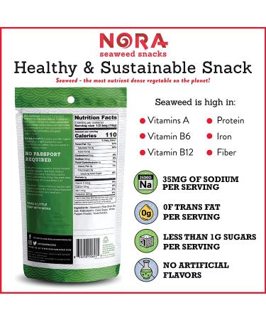Nora Original Crispy Seaweed Snacks - Low-Carb Vegan Gluten-Free Non-GMO 6-Pack 1.13 oz - Buy Online on GoSupps.com