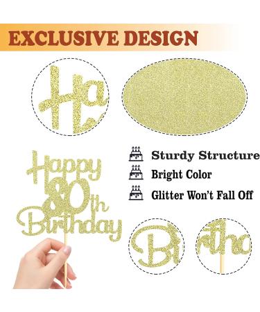 Sotpot Gold Glitter 80 Cake Topper 80th Birthday Cake Decorations for Birthday Party Anniversary Party Supplies 80th Cake Topper - Buy Online on GoSupps.com