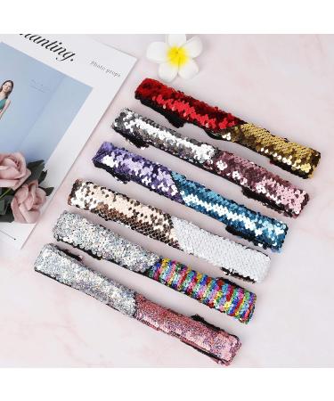 Glitter Hair Bands - Reversible Sequin Headbands for Women & Girls - 6-Piece Set | Mermaid Party Decoration - Buy Online on GoSupps.com