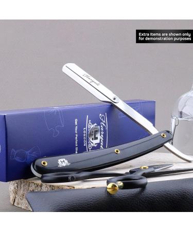 Men's Black Razor - Professional Hairdresser Style Neck Cut Razor with Leather Pouch | Perfect for Deep Shaves - Buy Online on GoSupps.com