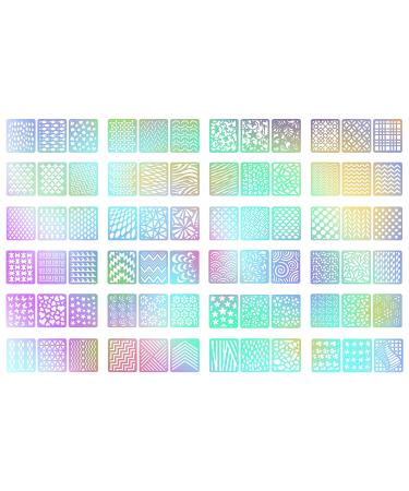 144 Pieces Holographic Nail Vinyl Stencils Sticker Set - 72 Designs, 24 Sheets - Reusable Nail Art Decals for French Tip and Fringe Guides - Buy Online on GoSupps.com