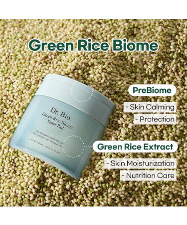 Dr. Bio Green Rice Biome Toner Pad - Exfoliating & Hydrating Dual-Sided Pads | 60 Count | Korean Skin Care for Pore Care Even Tone & Radiance - Buy Online on GoSupps.com
