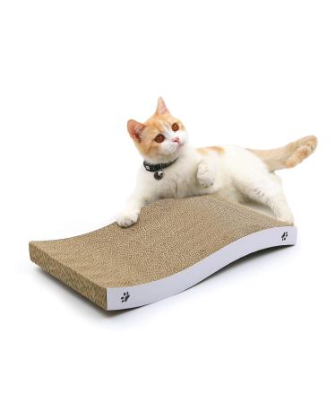 Coching Cat Scratcher Cardboard Cat Scratch Pad with Premium Scratch Textures Design Durable Cat Scratching Pad Reversible Medium-White