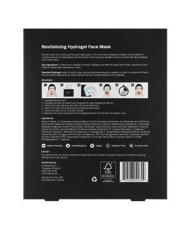 HommeFace Men's Revitalizing Hydrogel Facial Mask Set (5ct) - Hydrating Anti-aging & Soothing with Hyaluronic Acid, Vitamins & Peptides, Beard-Friendly - Buy Online on GoSupps.com