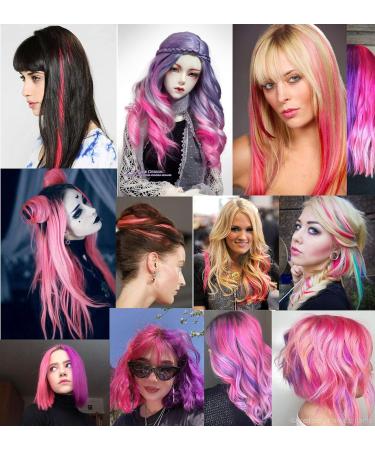 Rhyme 21'' 8PCS Pink Purple Hair Pieces for Girls & Women - Clip in Highlight Colored Extensions for Princess Parties (Purple Pink) - Buy Online on GoSupps.com