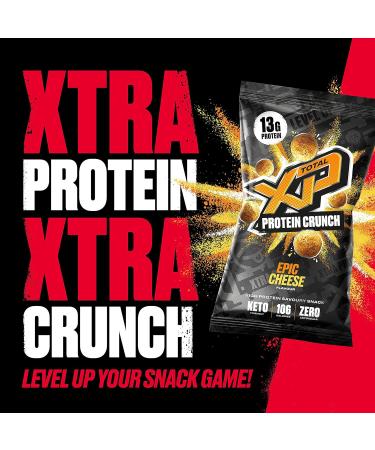 TOTAL XP Protein Crunch - Epic Cheese 12 Pack | Vegetarian High Protein Snacks | Low Carb Keto Friendly | Gluten Free | Palm Oil Free | 13g Protein | Protein Chips (12 x 24g) - Buy Online on GoSupps.com