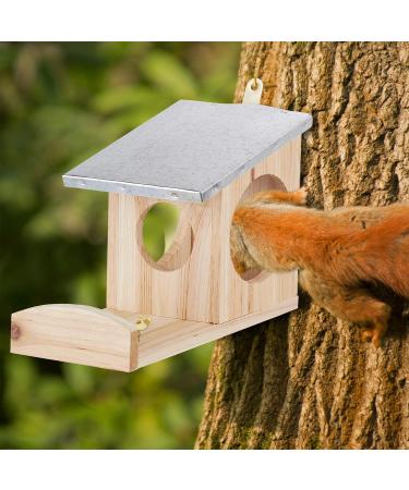 Relaxdays Squirrel Feeder: Weatherproof Wooden House with Metal Roof for Garden - Flamed Brown - Buy Online on GoSupps.com