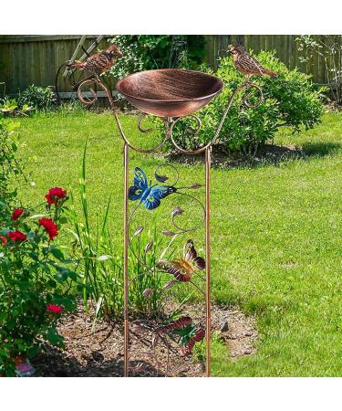 2-in-1 Bird Water Dispenser & Feeder with Garden Grilles - Metal Butterfly Design | Removable Retro Stand for Garden Decoration - Buy Online on GoSupps.com