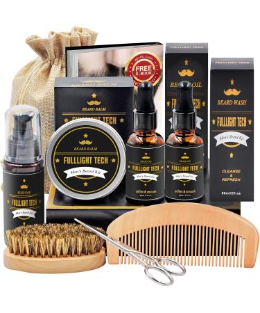 Beard Kit for Men Grooming & Care W/Beard Wash/Shampoo,2 Packs Beard Growth Oil,Beard Balm Leave-in Conditioner,Beard Comb,Beard Brush,Beard Scissor 100% Pure & Organic Beard Growth Kit Beard Care