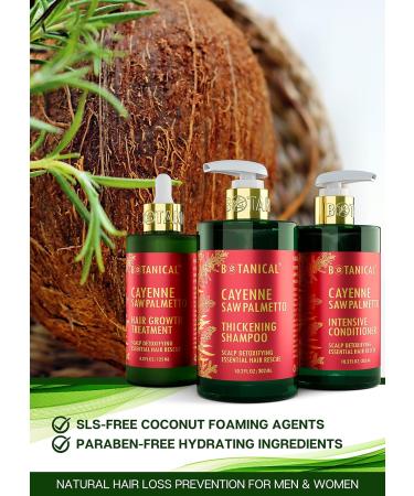 Botanical Hair Growth Treatment | Thickening Shampoo & Anti-Thinning Conditioner | Scalp Detox with Cayenne & Saw Palmetto for Men & Women - Buy Online on GoSupps.com