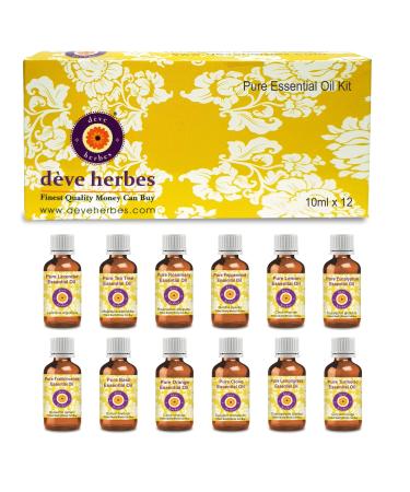 d ve herbes Essential Oil Kit 100% Natural Therapeutic Grade 10ml (0.33 oz) Each - Pack of 12 Essential Oil Kit 0.33 Fl Oz (Pack of 12)