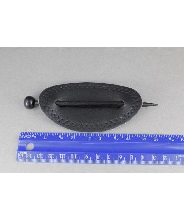 Black Faux Leather Zigzag Stitched Hair Pin Barrette - Slide Accessory - Buy Online on GoSupps.com