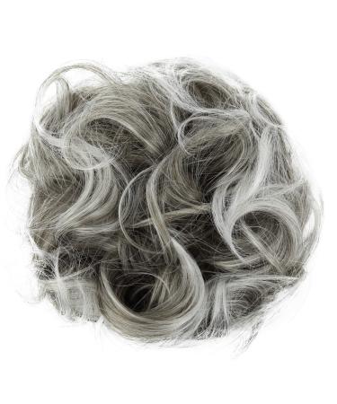 CAISHA by PRETTYSHOP Large Hairpiece Scrunchy Instant Updo Curly Messy Bun Gray Mix G19E gray mix #18Twhite G19E