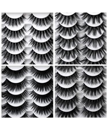 40 Pairs 3D Natural False Mink Eyelashes Bulk - 15-20mm Long Fluffy Volume Dramatic - 8 Styles Fake Eyelashes Pack - Wholesale Reusable Makeup Lashes by Yawamica C- Flipped - Buy Online on GoSupps.com