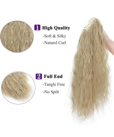 Ponytail Extension - 24 Medium Blonde Wavy Hair Piece with Clip | Realistic Corn Braid Hair Extensions for Effortless Style - Buy Online on GoSupps.com