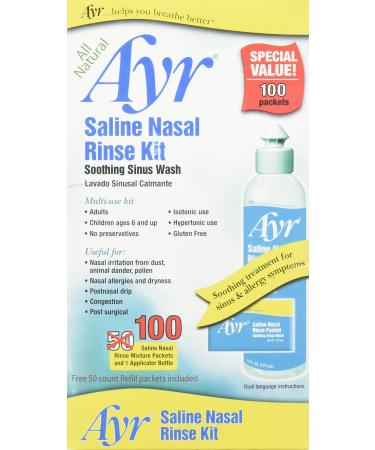 Ayr Saline Nasal Rinse Kit, 100 ct 100 Count (Pack of 1)