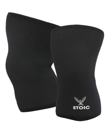 Stoic Knee Sleeves for Powerlifting - 7mm Thick Neoprene Sleeve for Bodybuilding  Weight Lifting Best for Squats  Cross Training  Strongman Professional Quality & Ultra Heavy Duty (Pair) (Large) Large (39.5-42 CM) Black