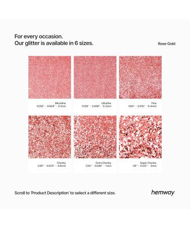 Hemway Ultra Sparkle Rose Gold Glitter - Microfine 1/256 (0.1MM) - Cosmetic Safe - 100g | International Shipping - Buy Online on GoSupps.com