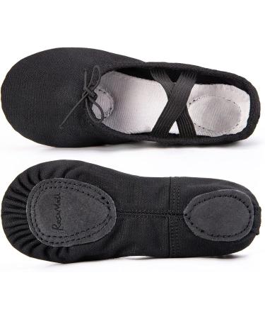 RoseMoli Canvas Ballet Slippers for Kids - Black, Split Sole Dance Shoes - Buy Online on GoSupps.com