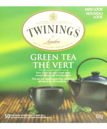 Twinings Pure Green Tea Individually Wrapped Tea Bags | Caffeinated 100% Pure Green Tea Smooth Flavour Enticing Aroma | 50 Count (Pack of 6) | Enjoy Hot or Iced Pure Green Tea 50 Count (Pack of 6) - Buy Online on GoSupps.com