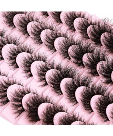 GVEFETIEE Wispy 20MM Long Dramatic False Eyelashes - 20 Pairs Fluffy Volume Mink Lashes, 4 Styles, Reusable Handmade Soft Faux Mink Eye Lashes Pack - A-Wanda - Buy Online on GoSupps.com