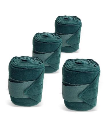 Bandages for the horse made of fleece with Velcro fastener - fleece bandages horse in the 4 -Set with practical storage bag (warm blood (full) dark green) Warmblood (full) dark green