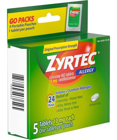 Zyrtec 10mg Allergy Relief Tablets - 5 ct - Buy Online on GoSupps.com