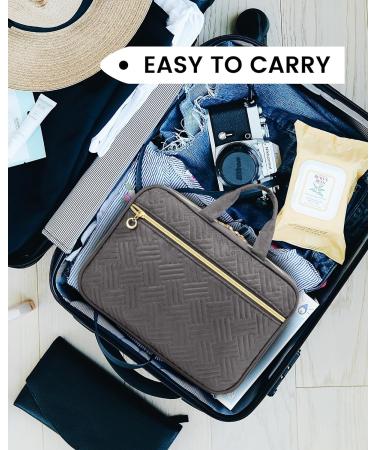 LOVEVOOK Waterproof Travel Toiletry Bag for Women | Large Makeup Organizer with Hook | Clear Cosmetic Bag for Full Sized Containers | Grey - Buy Online on GoSupps.com