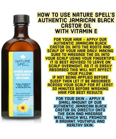 Nature Spell Authentic Jamaican Black Castor Oil with Vitamin E for Hair & Body 150 ml - Authentic JBCO For All Hair Types - Natural Hair Growth - Strengthen Hair Roots - Treat Dry and Damaged Hair - Buy Online on GoSupps.com