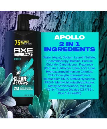 AXE 2-in-1 Shampoo & Conditioner Apollo - Clean & Strong Hair Sage & Cedarwood 100% Recycled Bottle 28 oz | International Shipping - Buy Online on GoSupps.com