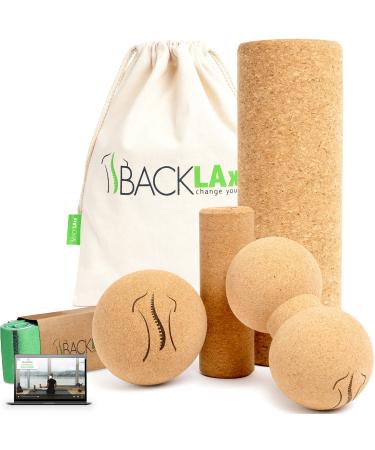 Backlaxx fascia roll Set made of cork - fascia ball and massage ball fascia roller spine fascia roller fascia roller foot fascia of duoball - pollutant antibacterial including videos 4er - Buy Online on GoSupps.com