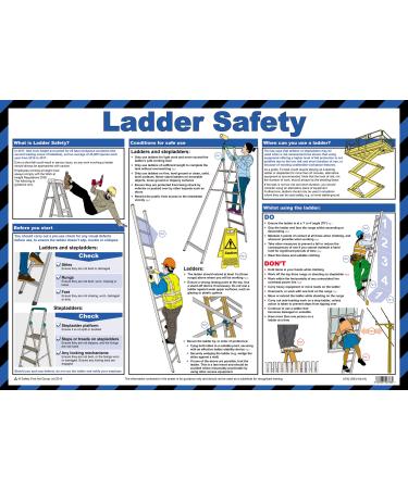 Safety First Aid Ladder Safety Poster A2 Laminated