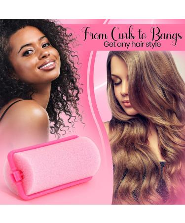 Rampro Foam Hair Roller Set - 12 Heatless Curlers for Short to Medium Hair in Pink - Self-Fastening Soft Wave Rollers (2.5 CM) - Buy Online on GoSupps.com