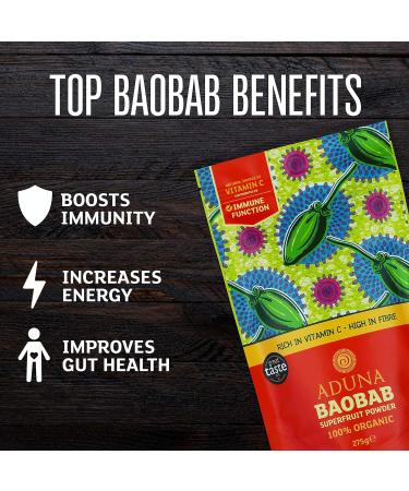 Aduna Organic Baobab Powder | Raw Superfruit Vitamin Powder | 80g Resealable Tub | Certified FairWild - Buy Online on GoSupps.com