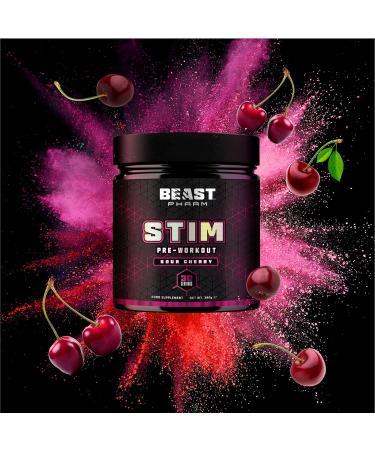 Beast Pharm STIM Pre Workout 390g - Sour Cherry Flavor | 30 Servings - Buy Online on GoSupps.com