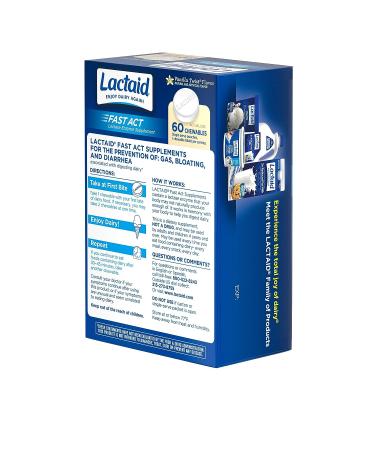 LACTAID Fast Act Chewables Vanilla Twist 60 ea - Pack of 3 | Digestive Support for Lactose Intolerance - Buy Online on GoSupps.com