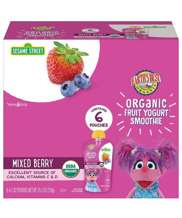 Earth's Best Organic Sesame Street Toddler Fruit Yogurt Smoothie Mixed Berry 4.2 oz Pouch (12 Pack) - Buy Online on GoSupps.com