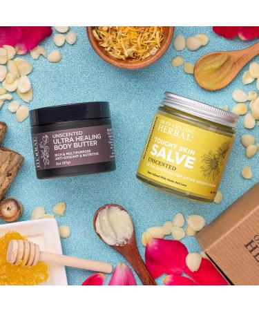 Ora's Amazing Herbal Salve & Butter Set for Dry Skin Eczema Cream Treatment Touchy Skin Salve Ultra Healing Body Butter Organic Calendula for Skin Herbal Salves Unscented Skincare Salve & butter full unscented - Buy Online on GoSupps.com