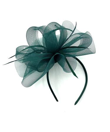 Ladies Large Feather Aliceband / Clip Fascinator Weddings Races Royal Ascot Hair Piece Womens Hat (Green)